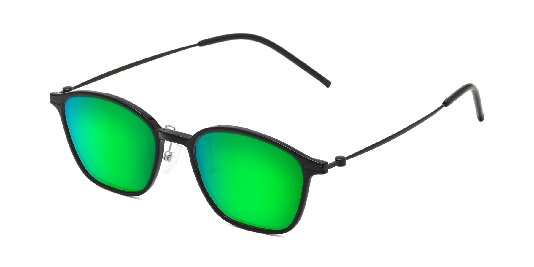 Angle of Cato in Black with Green Mirrored Lenses