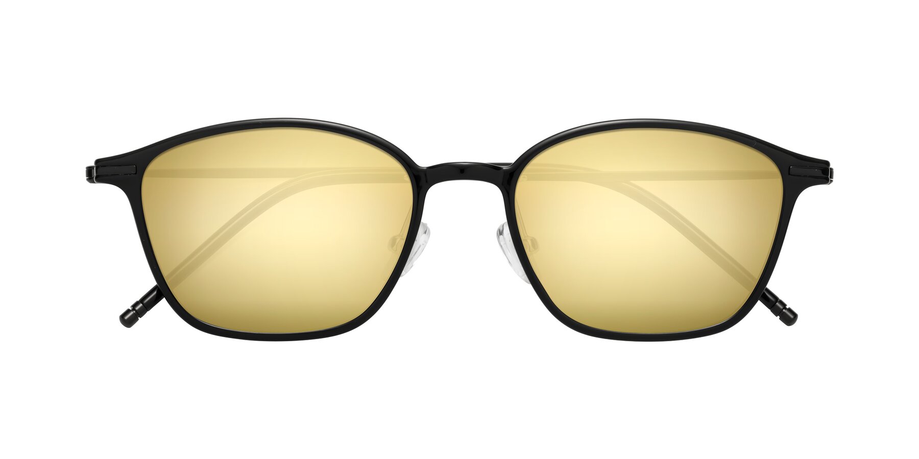 Folded Front of Cato in Black with Gold Mirrored Lenses