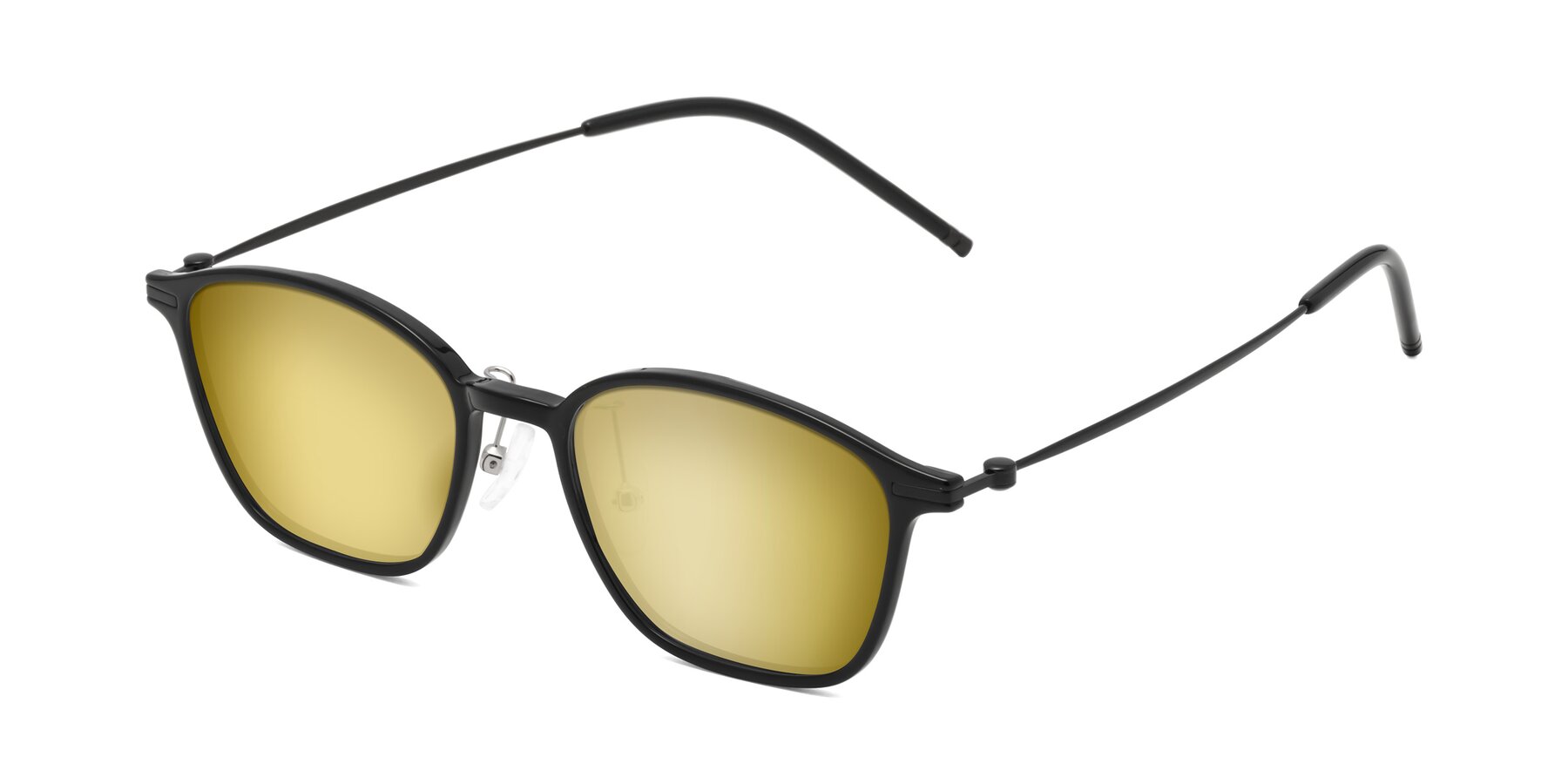 Angle of Cato in Black with Gold Mirrored Lenses