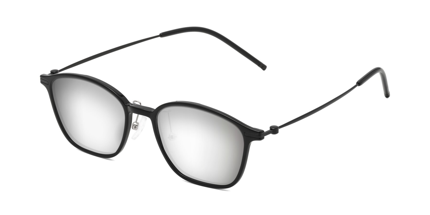 Angle of Cato in Black with Silver Mirrored Lenses