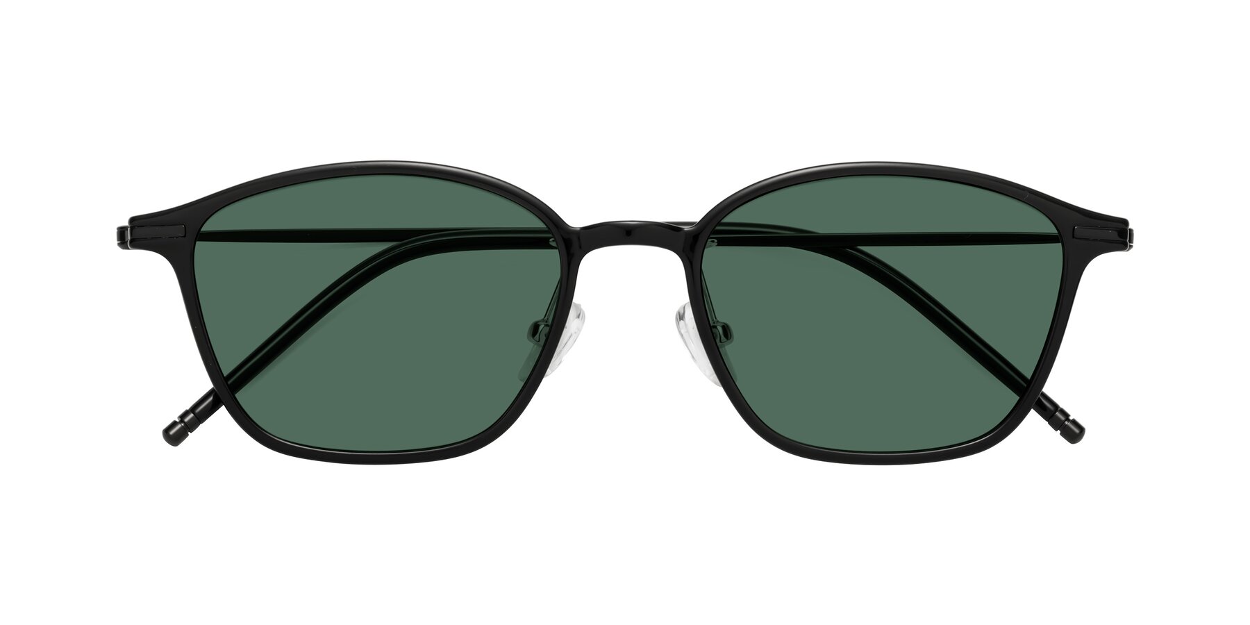 Folded Front of Cato in Black with Green Polarized Lenses