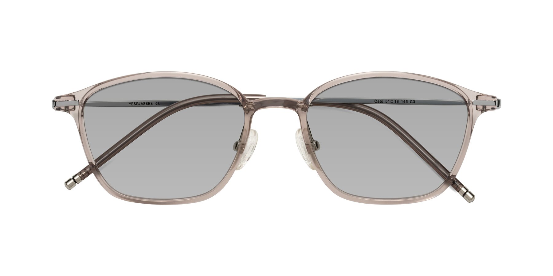 Folded Front of Cato in Earl Gray with Light Gray Tinted Lenses