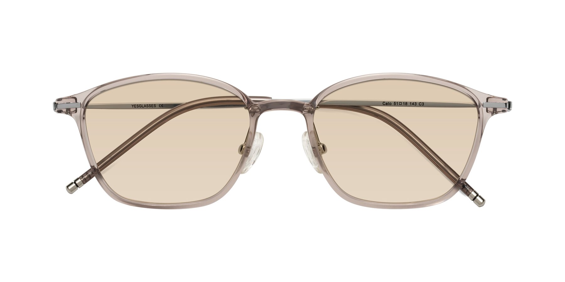 Folded Front of Cato in Earl Gray with Light Brown Tinted Lenses