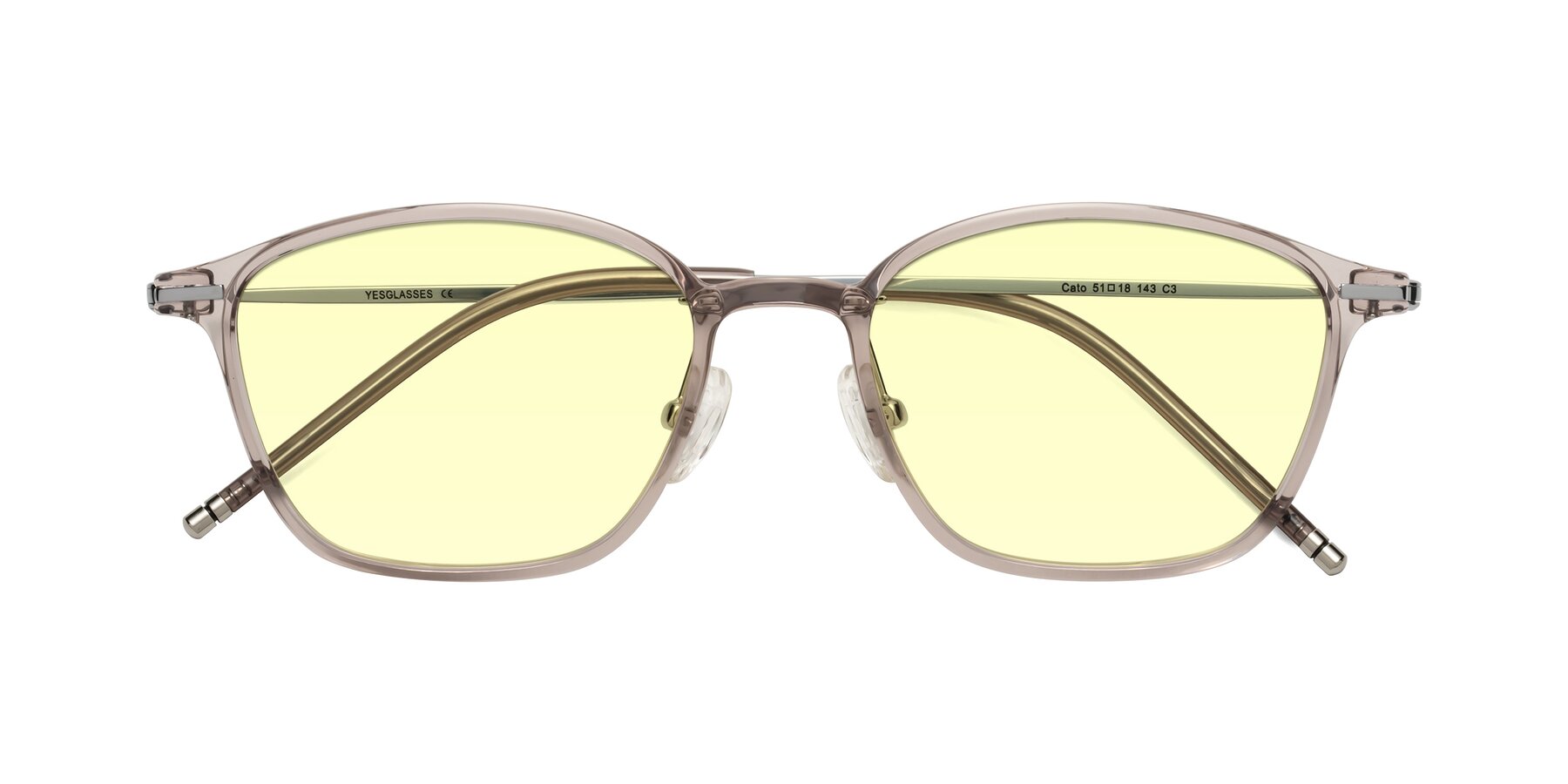 Folded Front of Cato in Earl Gray with Light Yellow Tinted Lenses