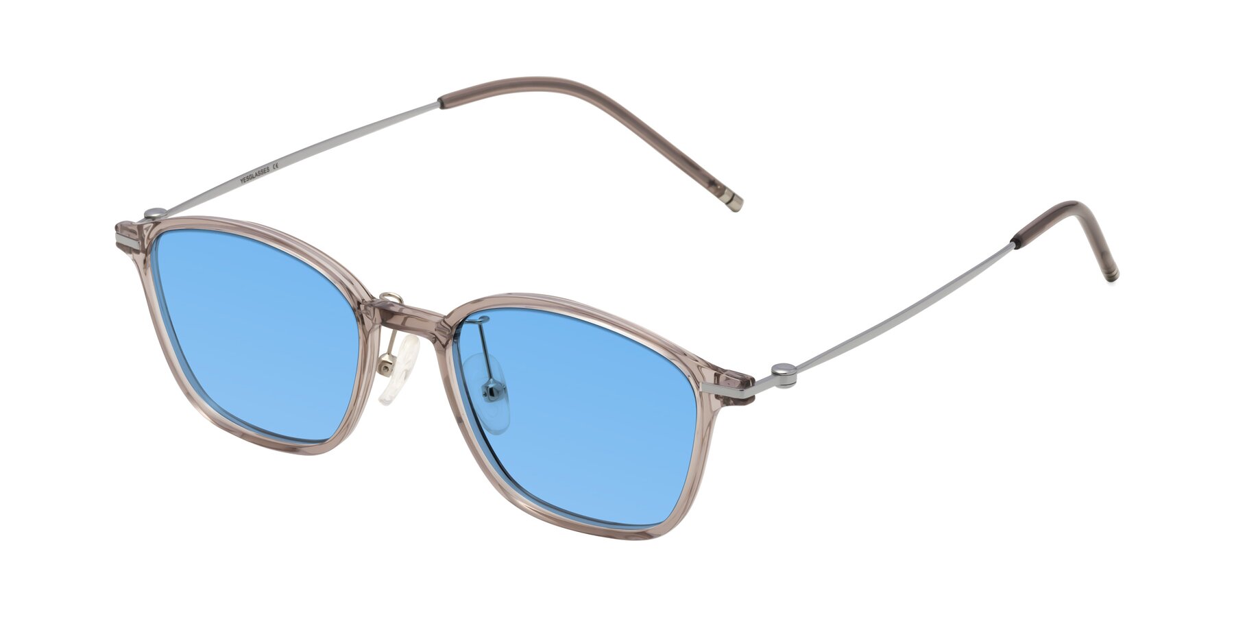Angle of Cato in Earl Gray with Medium Blue Tinted Lenses