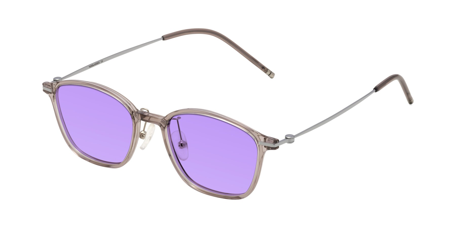 Angle of Cato in Earl Gray with Medium Purple Tinted Lenses