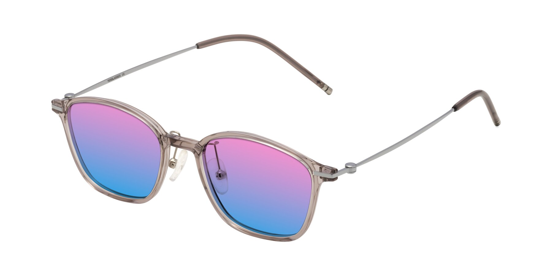 Angle of Cato in Earl Gray with Pink / Blue Gradient Lenses
