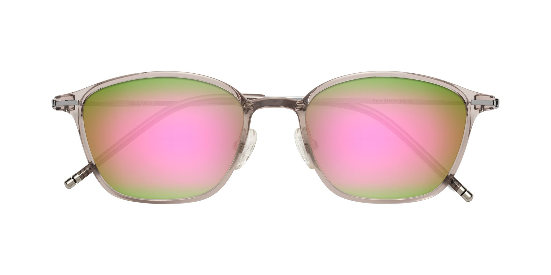 Folded Front of Cato in Earl Gray with Pink Mirrored Lenses