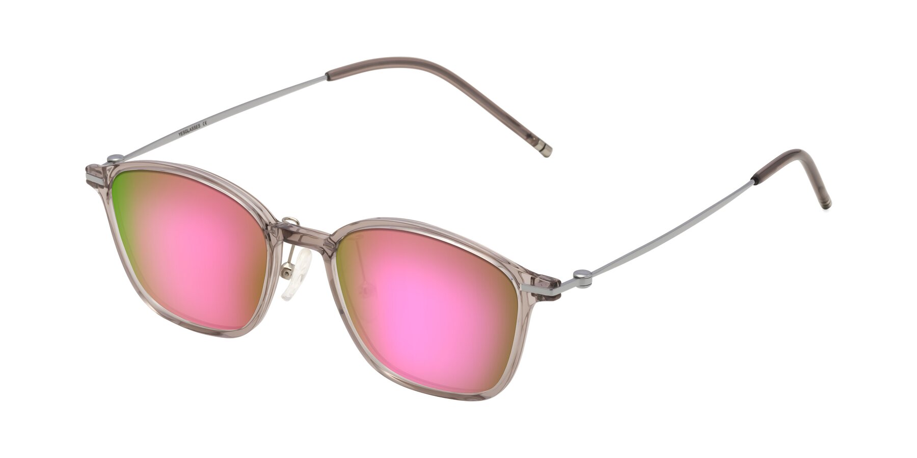 Angle of Cato in Earl Gray with Pink Mirrored Lenses