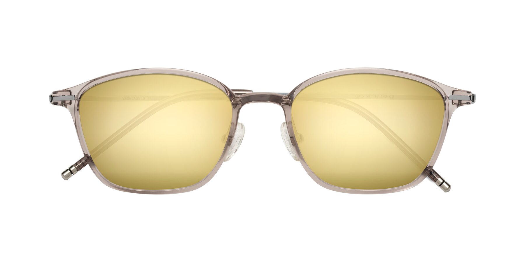 Folded Front of Cato in Earl Gray with Gold Mirrored Lenses