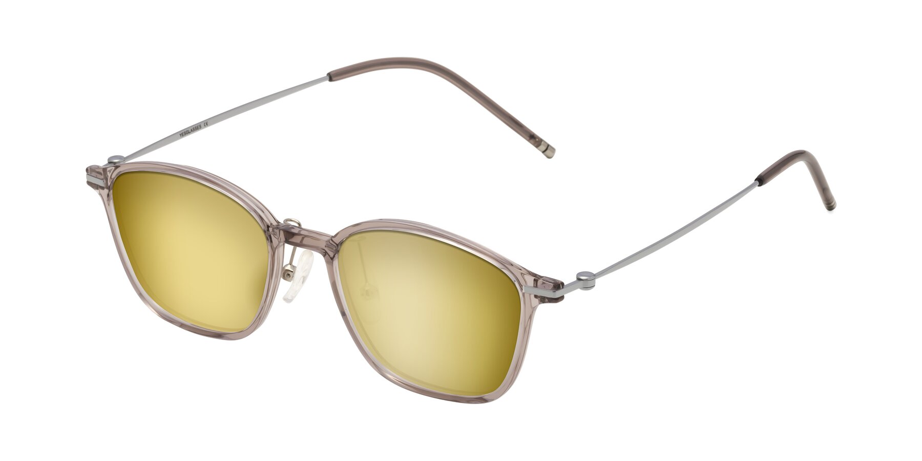 Angle of Cato in Earl Gray with Gold Mirrored Lenses