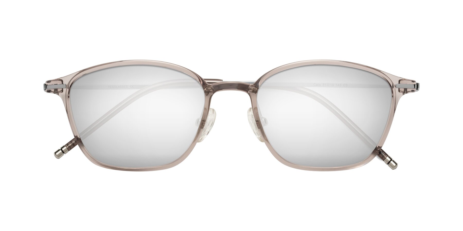 Folded Front of Cato in Earl Gray with Silver Mirrored Lenses