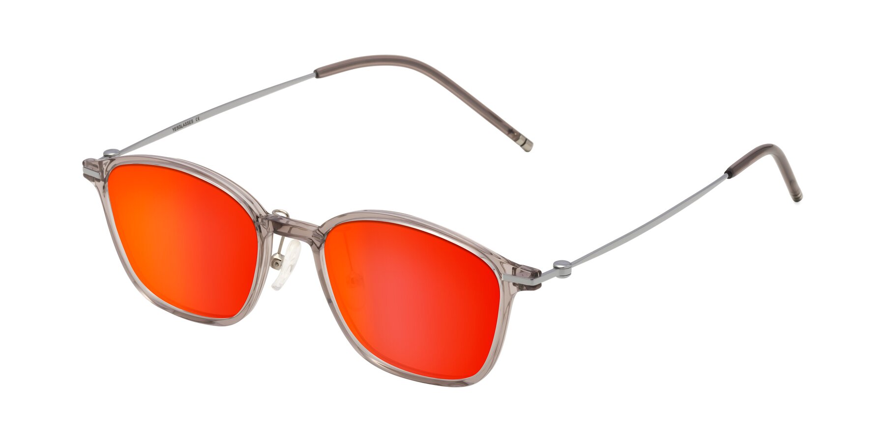 Angle of Cato in Earl Gray with Red Gold Mirrored Lenses