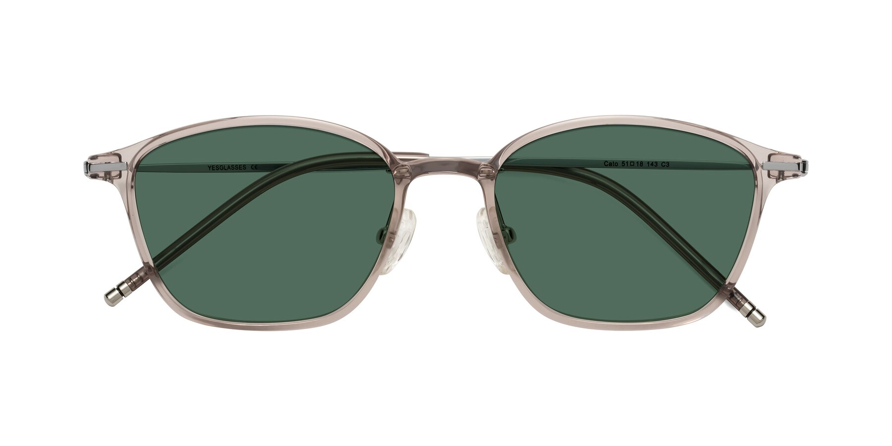 Folded Front of Cato in Earl Gray with Green Polarized Lenses