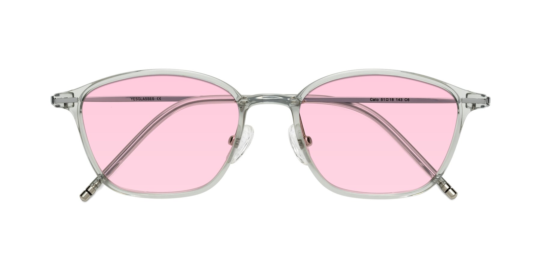 Folded Front of Cato in Light Gray with Light Pink Tinted Lenses