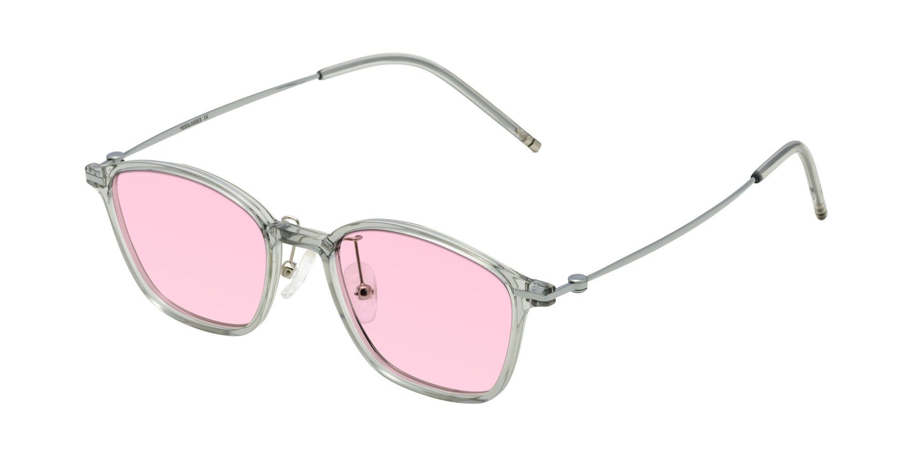 Angle of Cato in Light Gray with Light Pink Tinted Lenses