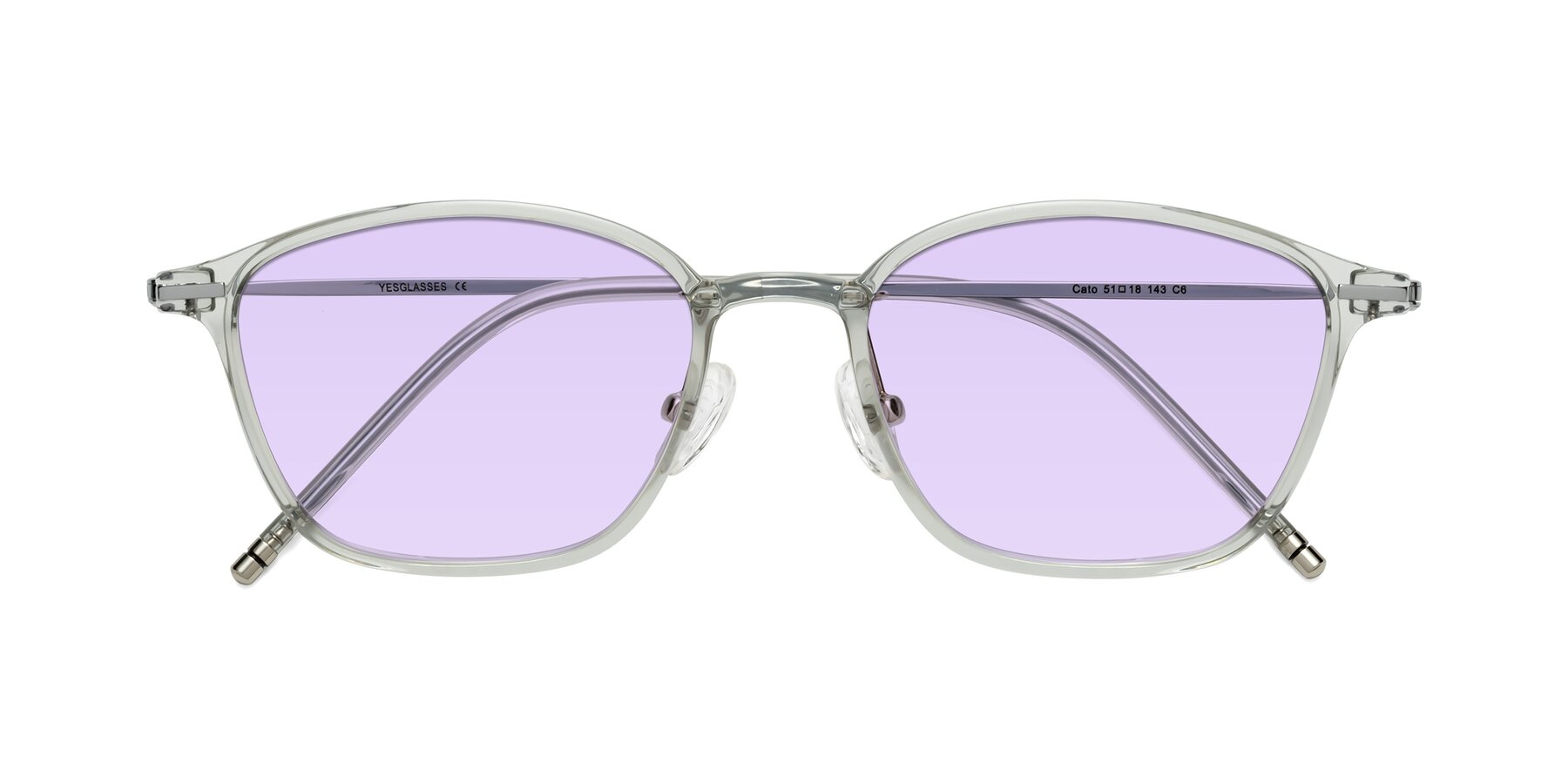 Folded Front of Cato in Light Gray with Light Purple Tinted Lenses