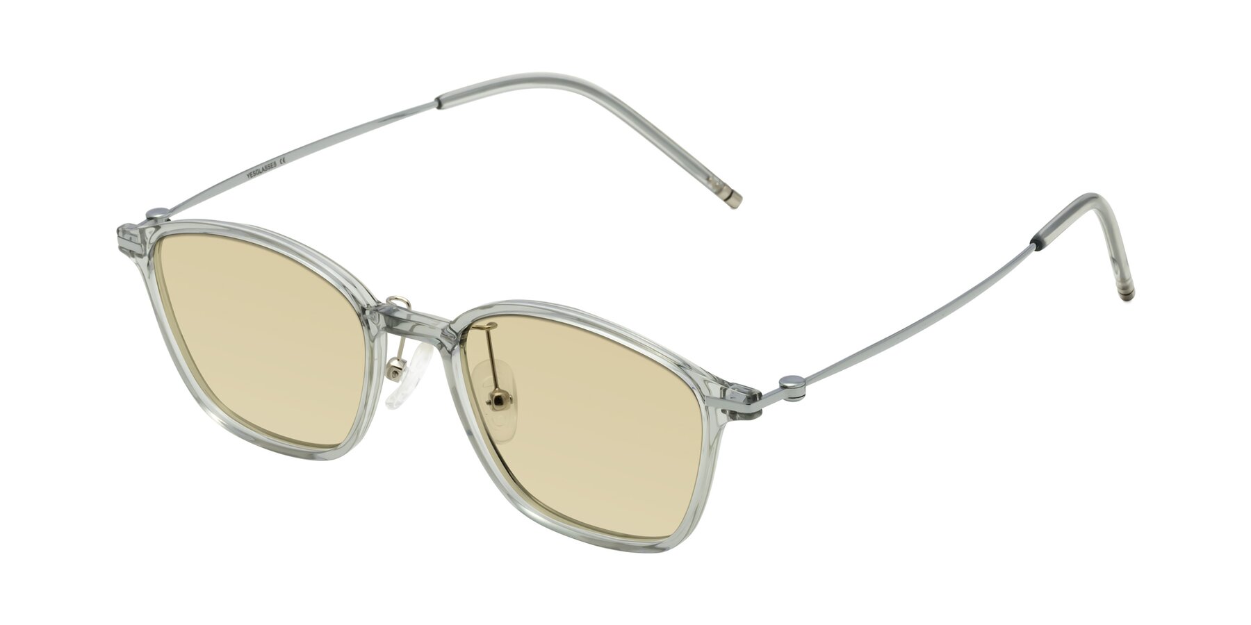 Angle of Cato in Light Gray with Light Champagne Tinted Lenses