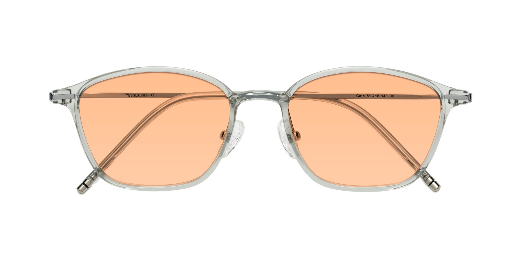 Folded Front of Cato in Light Gray with Light Orange Tinted Lenses