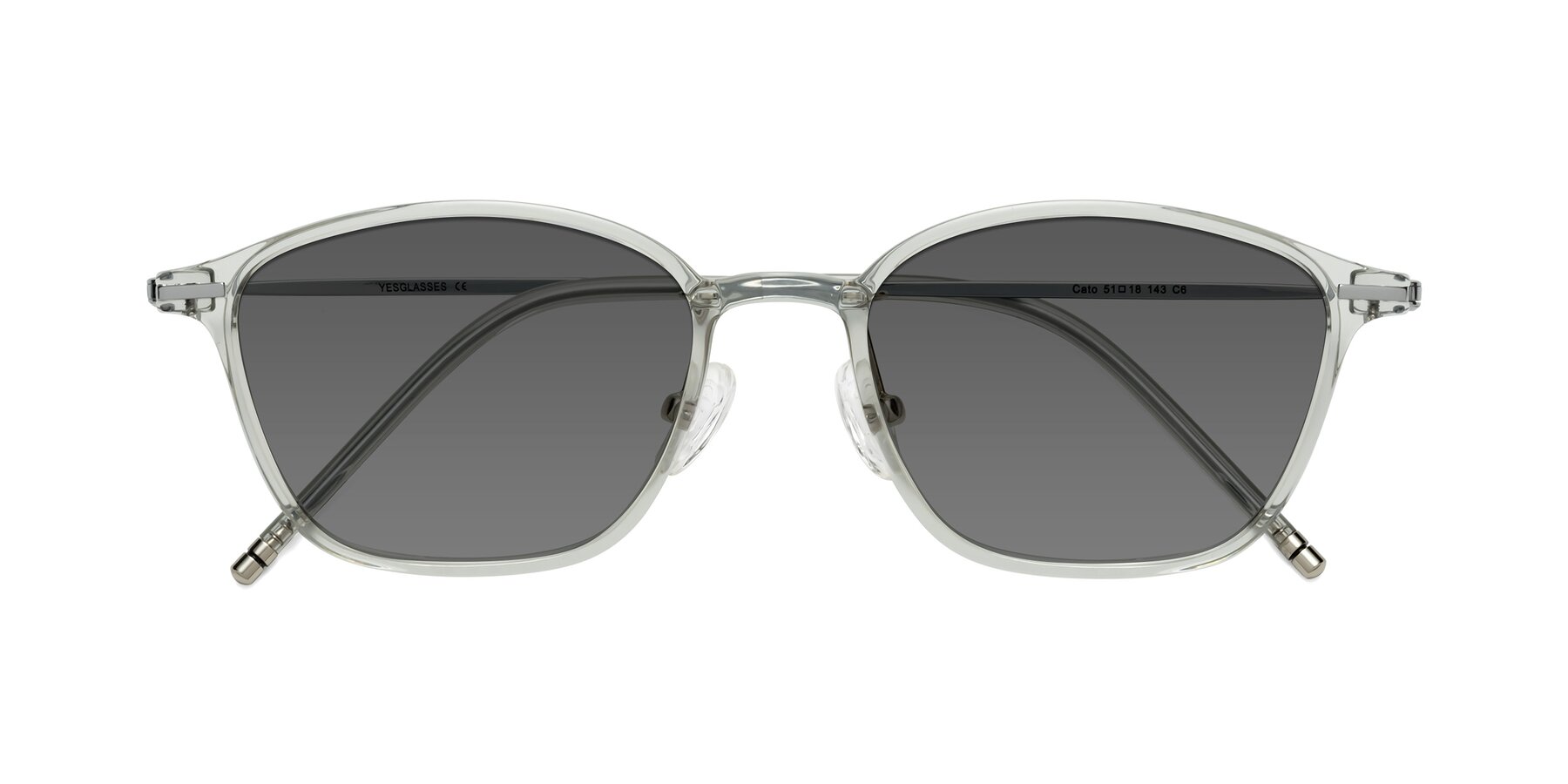 Folded Front of Cato in Light Gray with Medium Gray Tinted Lenses