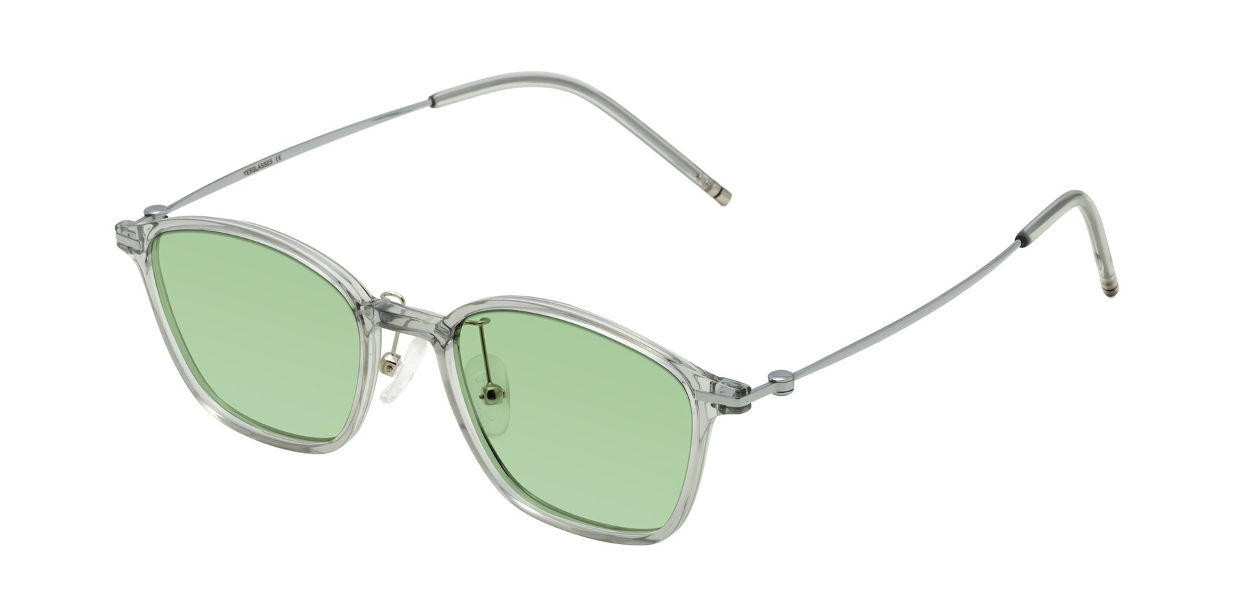 Angle of Cato in Light Gray with Medium Green Tinted Lenses