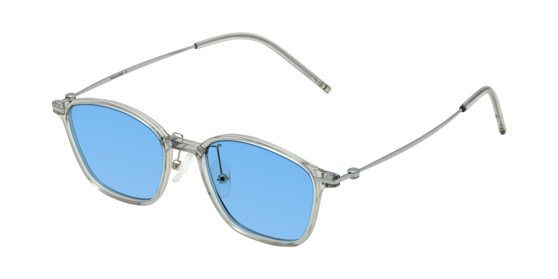 Angle of Cato in Light Gray with Medium Blue Tinted Lenses