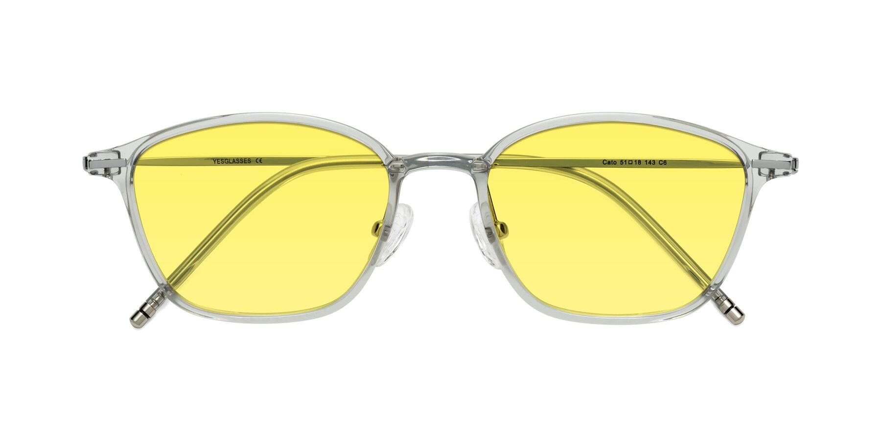 Folded Front of Cato in Light Gray with Medium Yellow Tinted Lenses