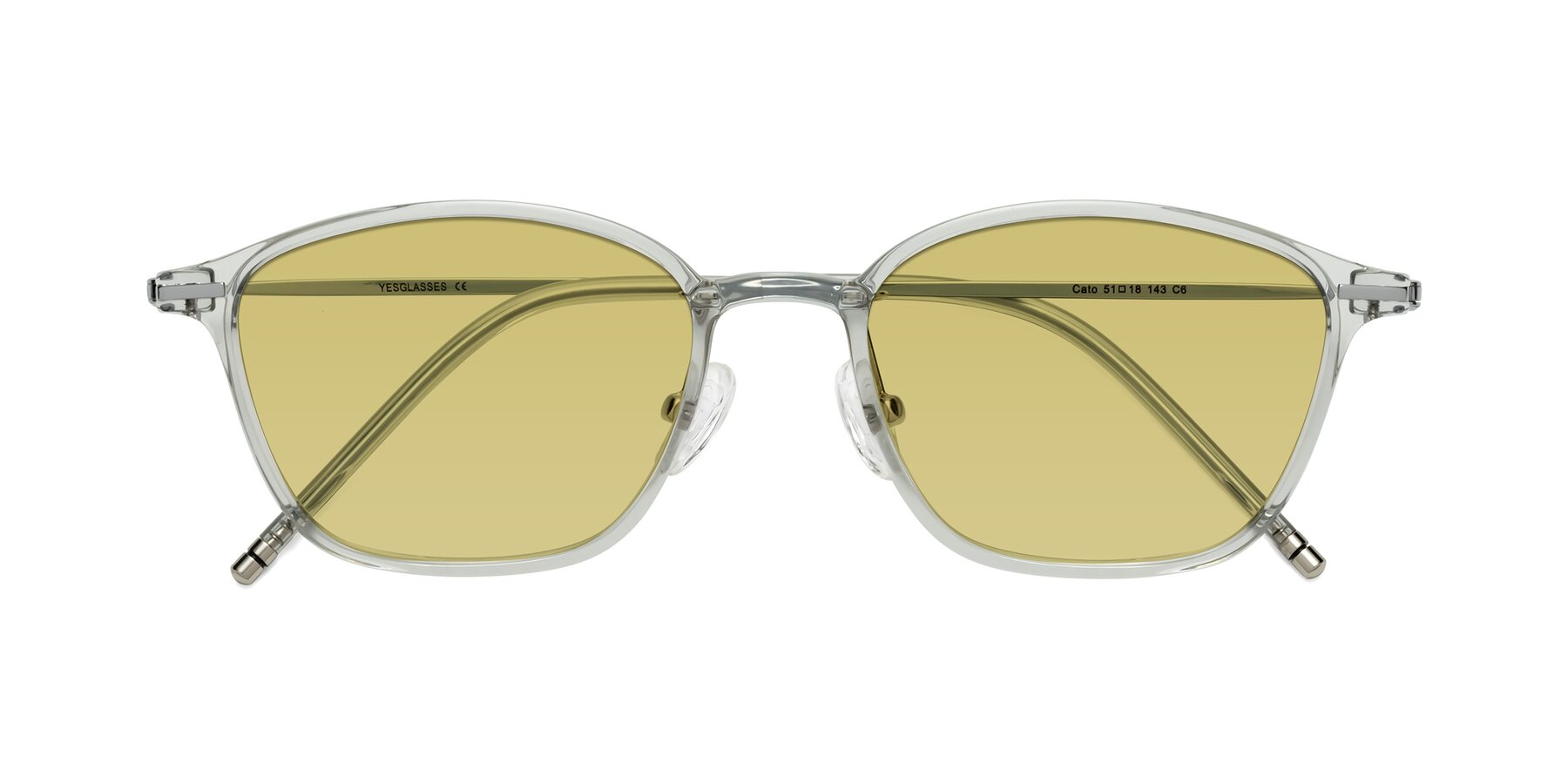 Folded Front of Cato in Light Gray with Medium Champagne Tinted Lenses