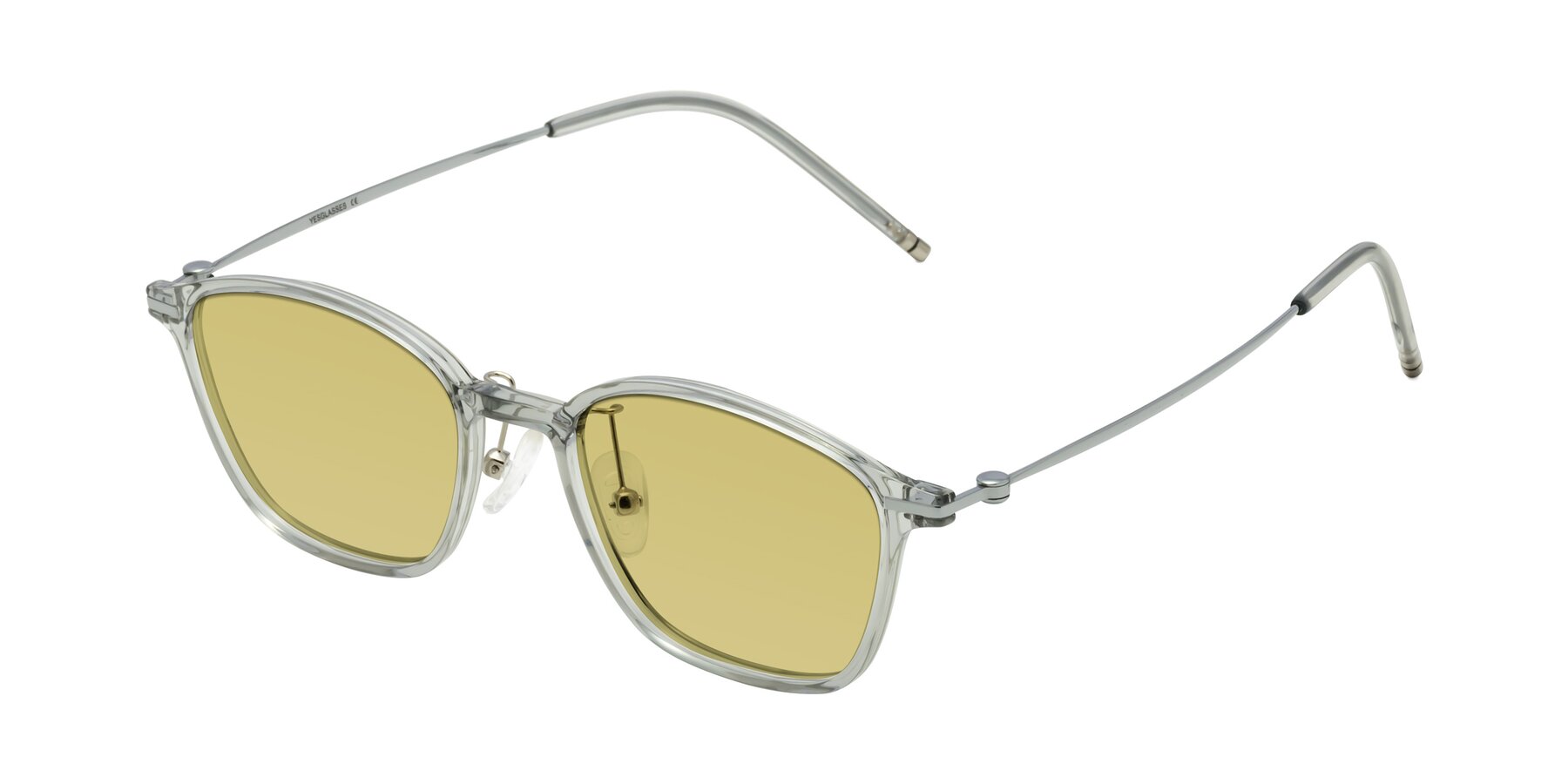 Angle of Cato in Light Gray with Medium Champagne Tinted Lenses