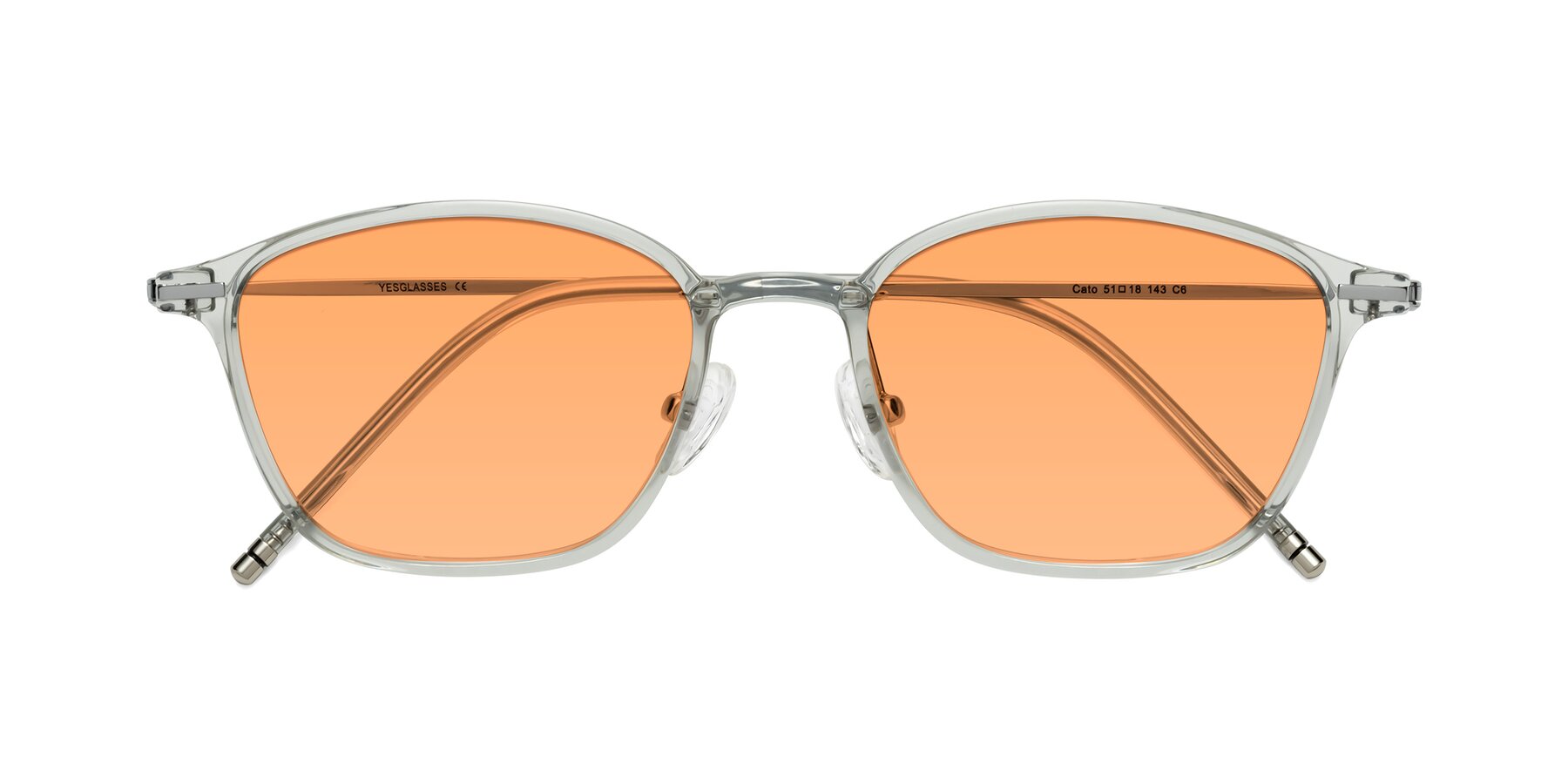 Folded Front of Cato in Light Gray with Medium Orange Tinted Lenses
