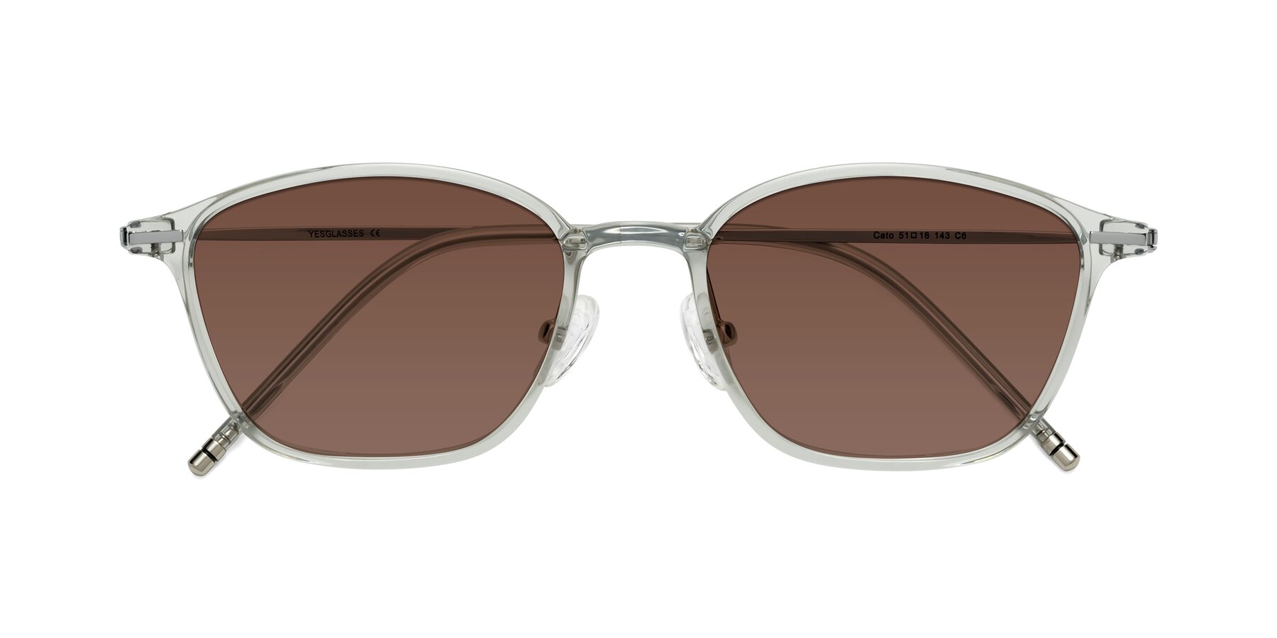 Folded Front of Cato in Light Gray with Brown Tinted Lenses