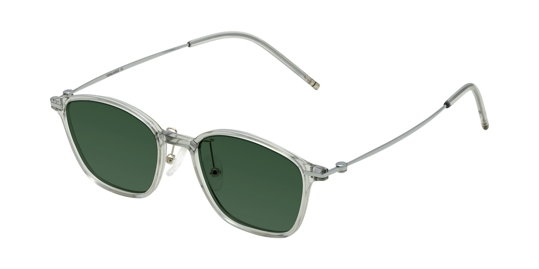 Angle of Cato in Light Gray with Green Tinted Lenses