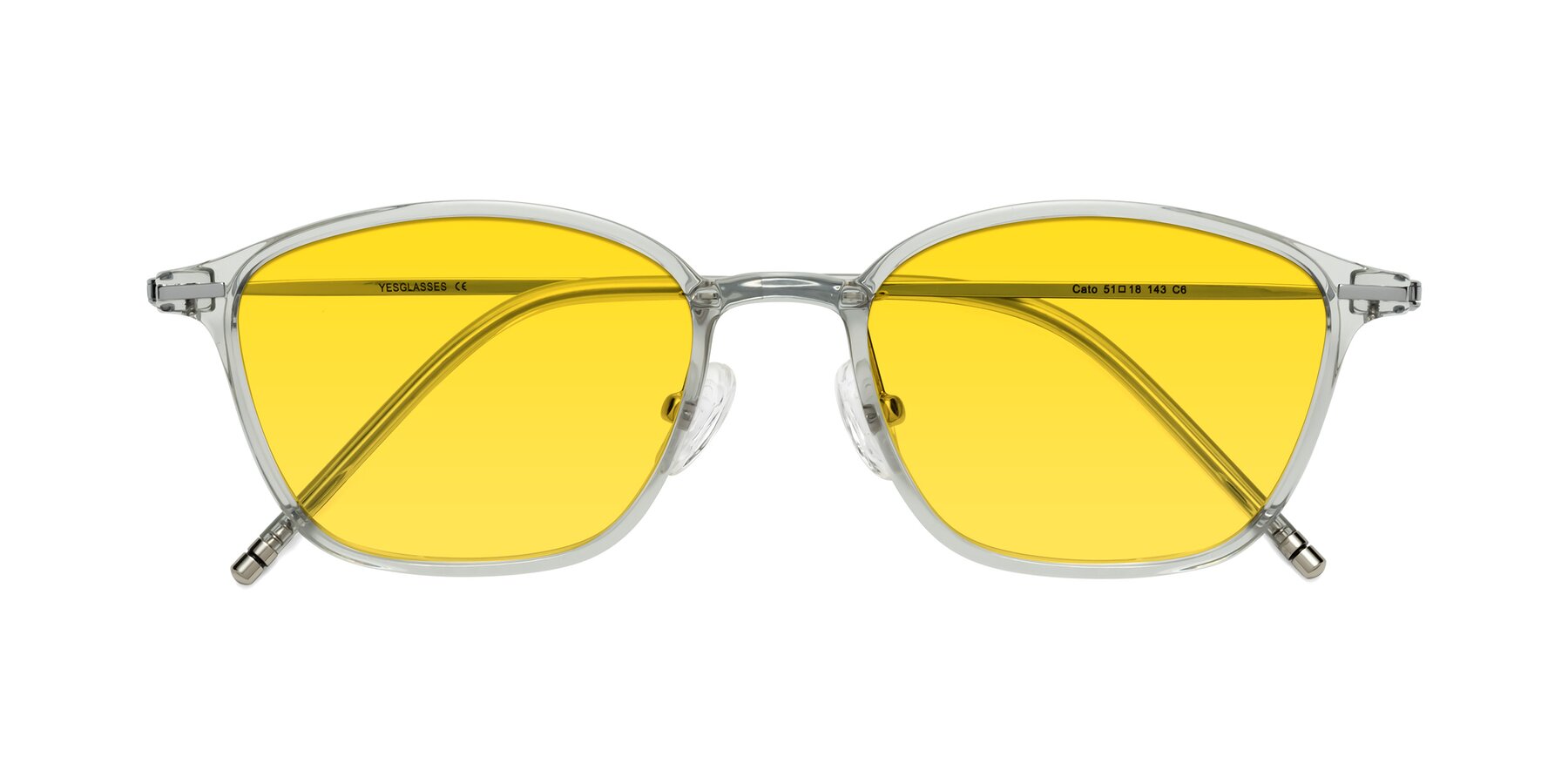 Folded Front of Cato in Light Gray with Yellow Tinted Lenses