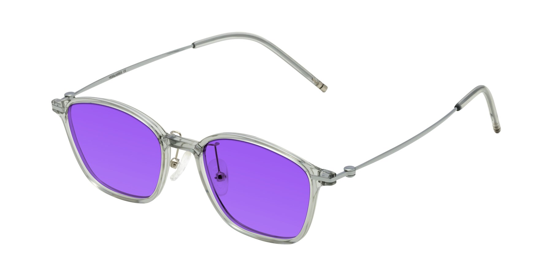 Angle of Cato in Light Gray with Purple Tinted Lenses