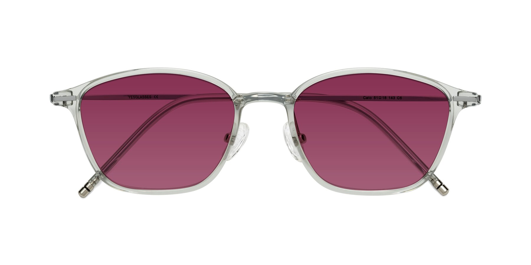 Folded Front of Cato in Light Gray with Wine Tinted Lenses