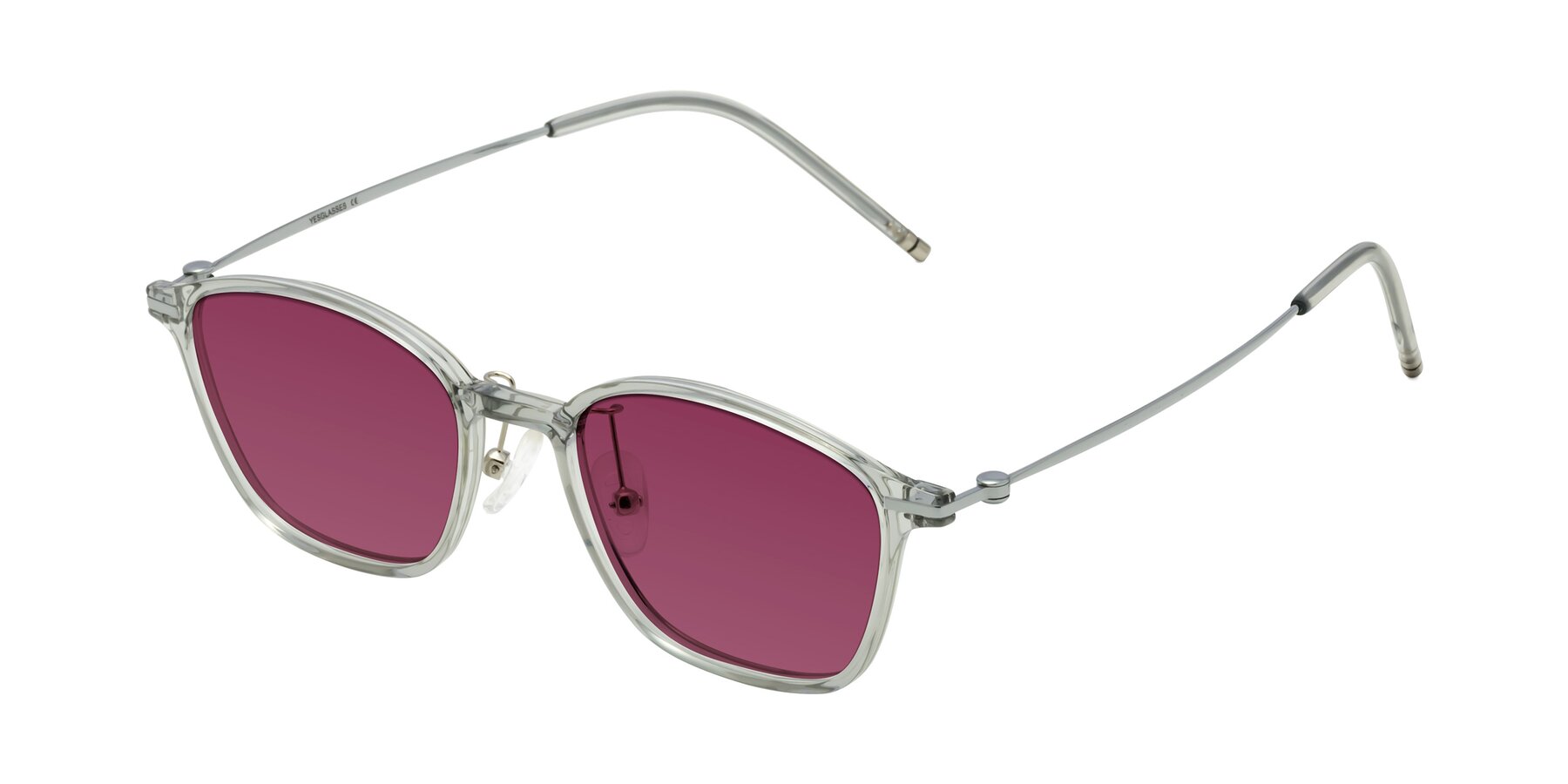 Angle of Cato in Light Gray with Wine Tinted Lenses