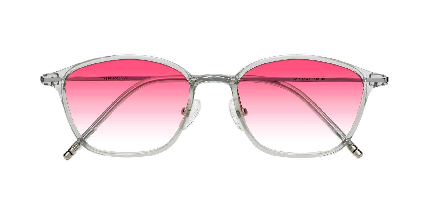 Folded Front of Cato in Light Gray with Pink Gradient Lenses