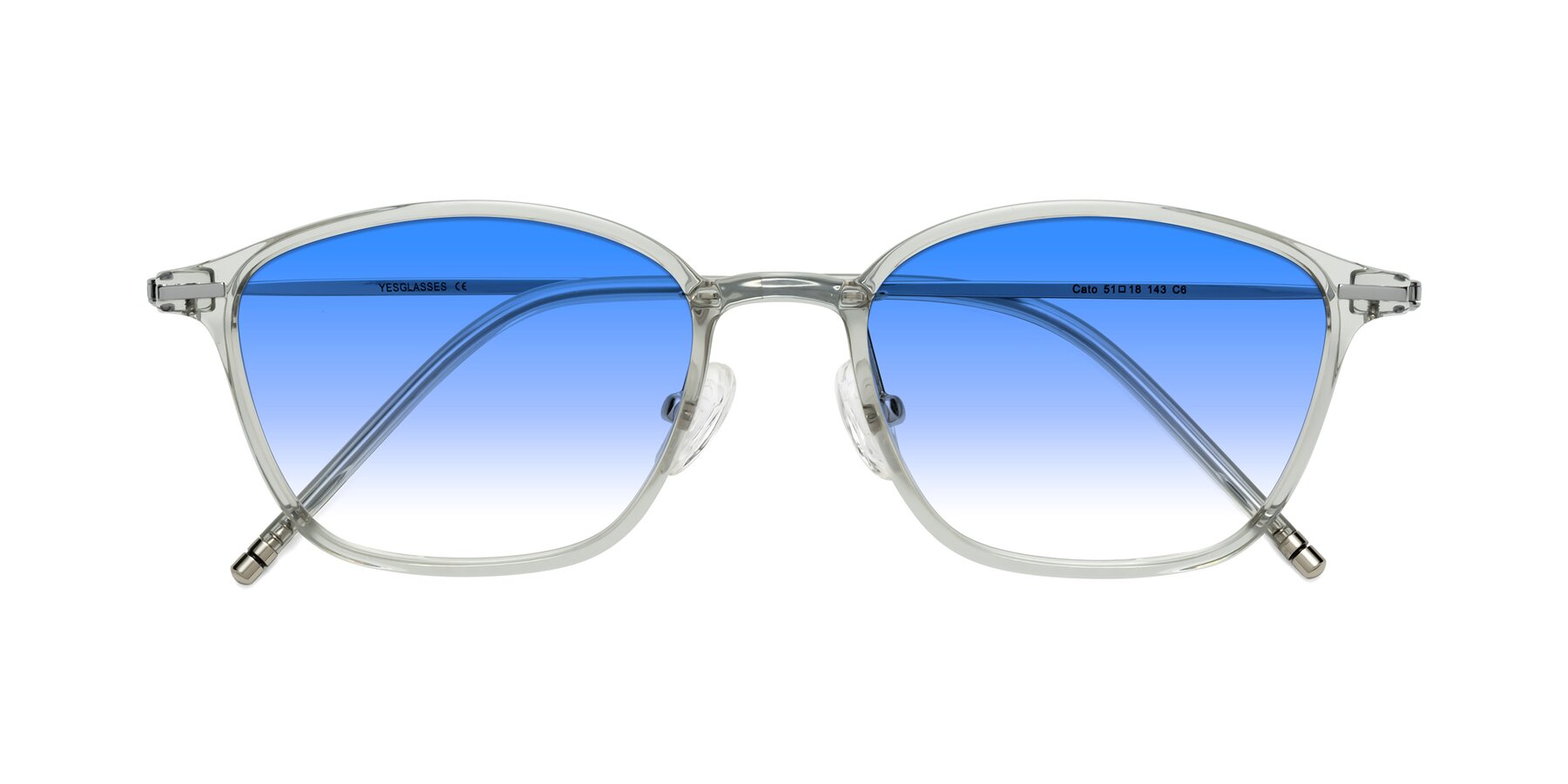 Folded Front of Cato in Light Gray with Blue Gradient Lenses