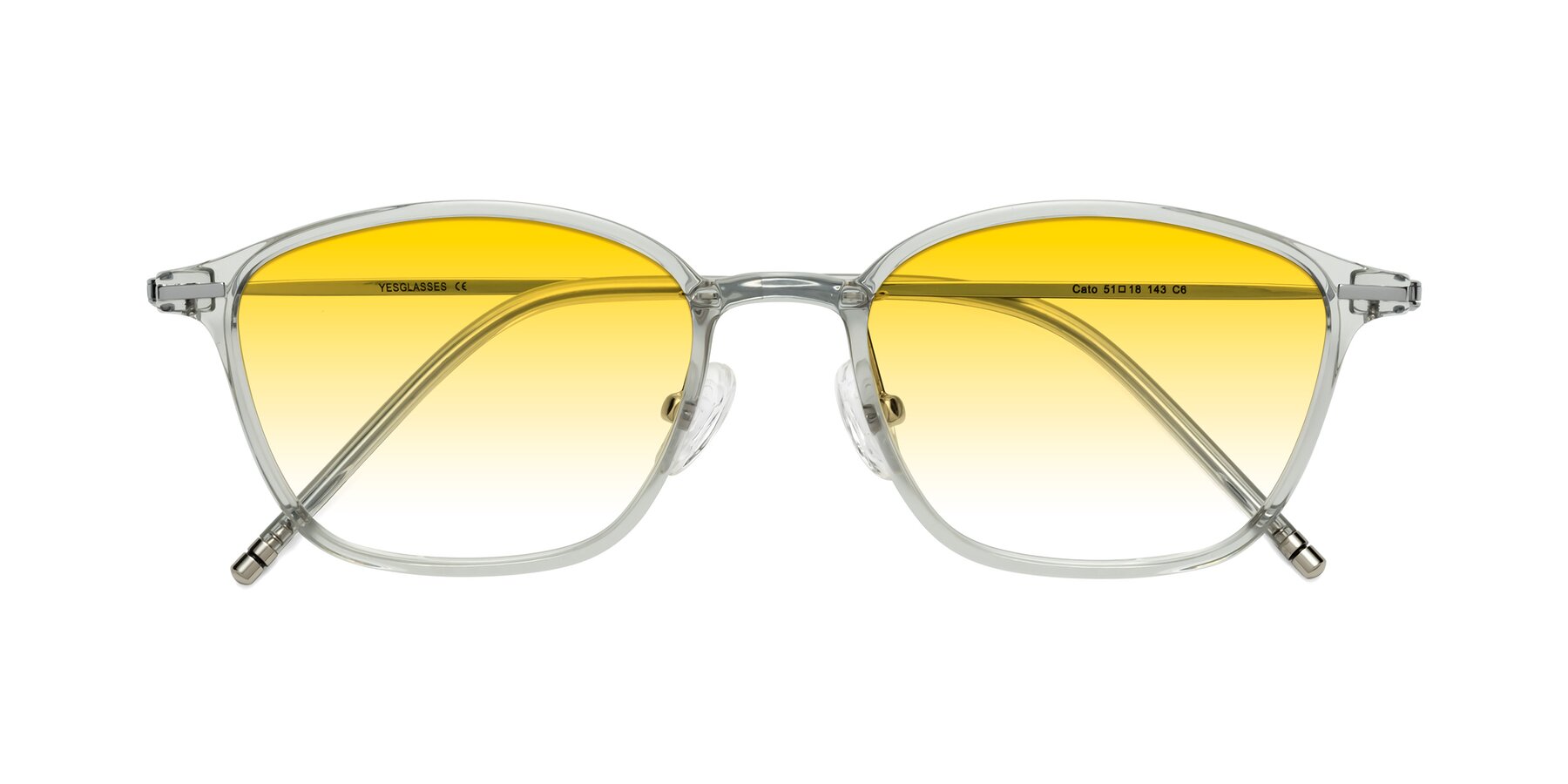 Folded Front of Cato in Light Gray with Yellow Gradient Lenses