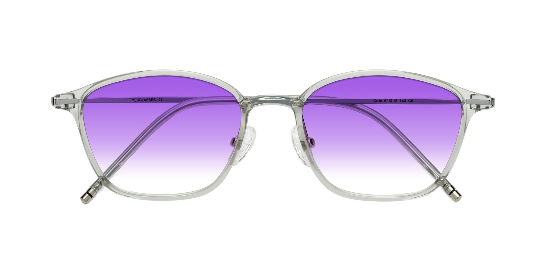 Folded Front of Cato in Light Gray with Purple Gradient Lenses