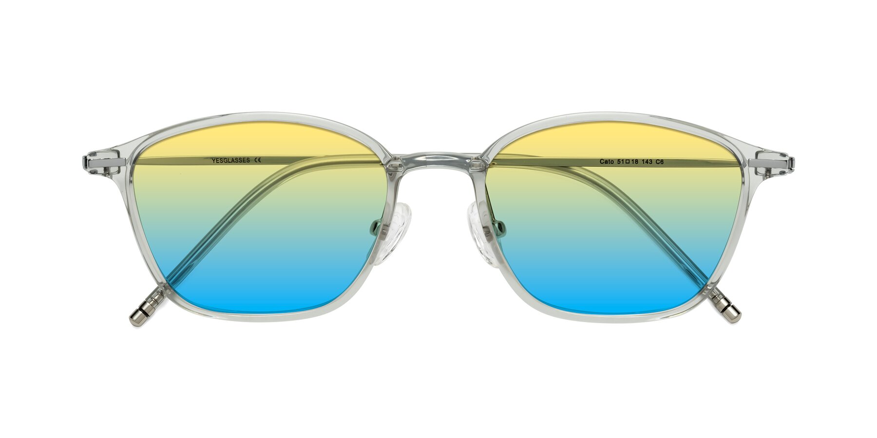 Folded Front of Cato in Light Gray with Yellow / Blue Gradient Lenses