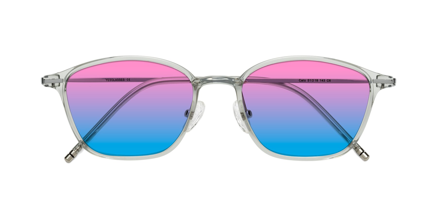 Folded Front of Cato in Light Gray with Pink / Blue Gradient Lenses