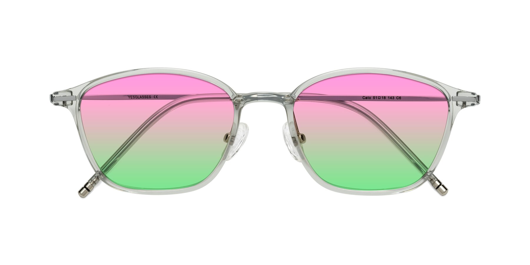 Folded Front of Cato in Light Gray with Pink / Green Gradient Lenses