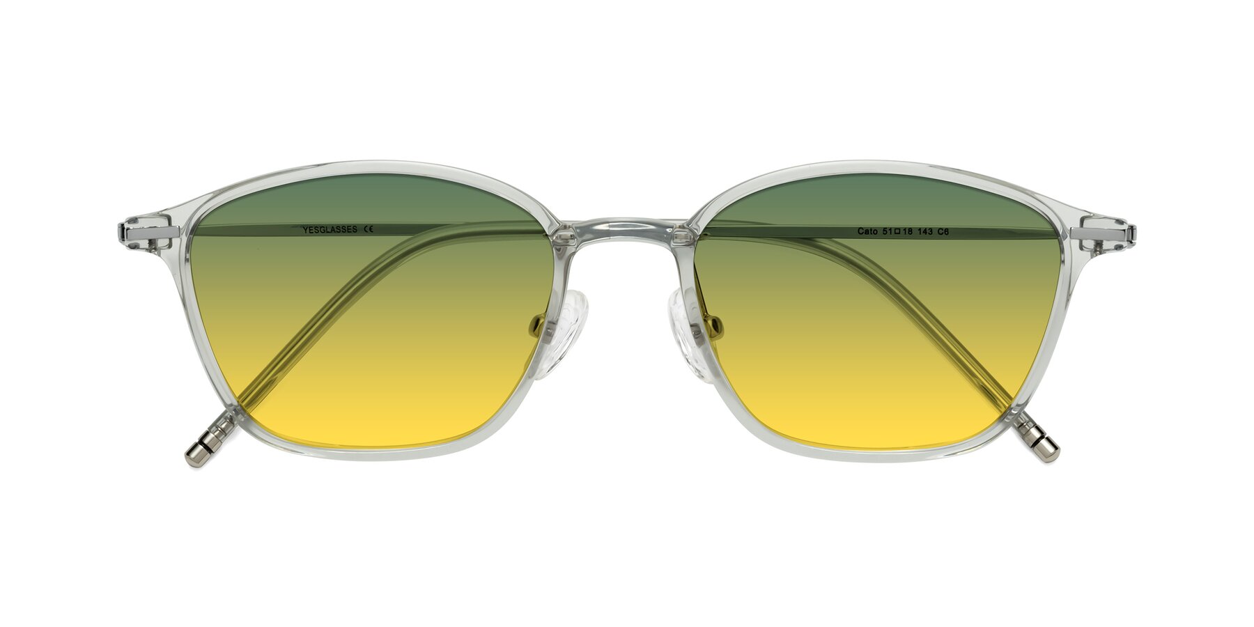 Folded Front of Cato in Light Gray with Green / Yellow Gradient Lenses