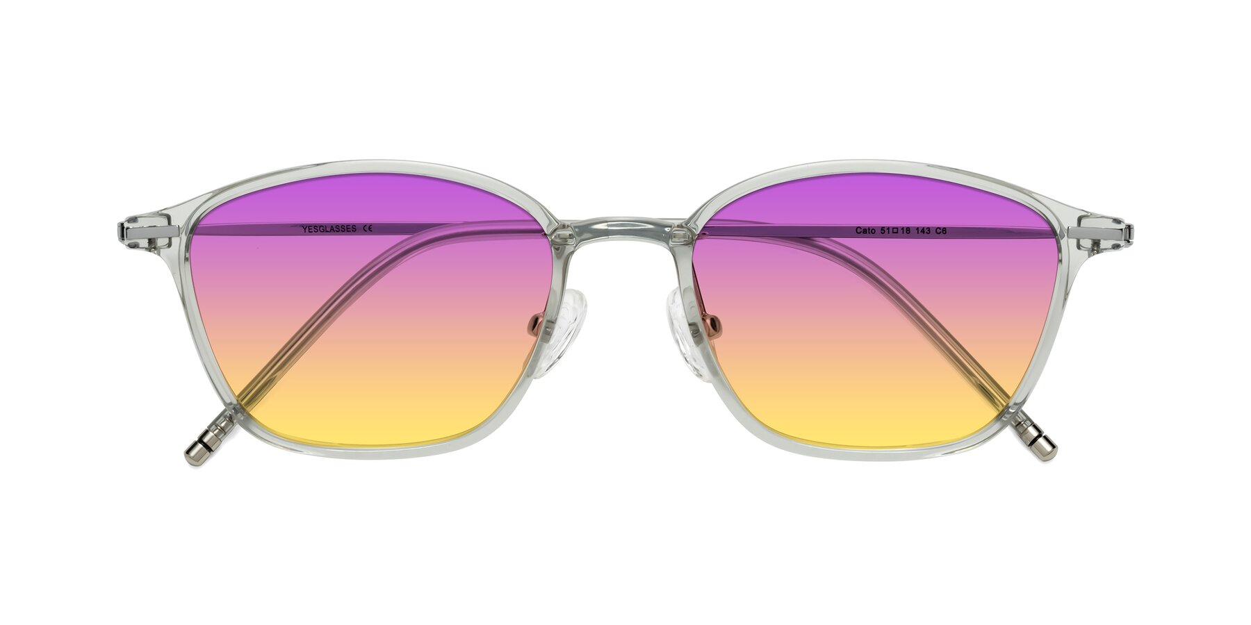 Folded Front of Cato in Light Gray with Purple / Yellow Gradient Lenses