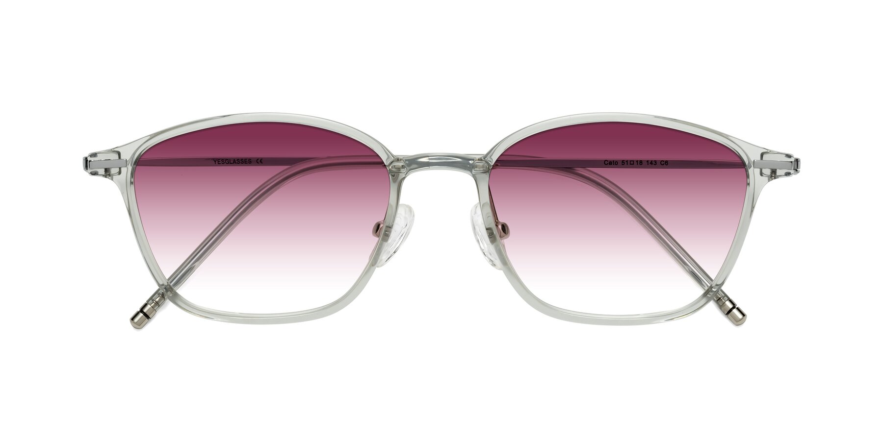 Folded Front of Cato in Light Gray with Wine Gradient Lenses