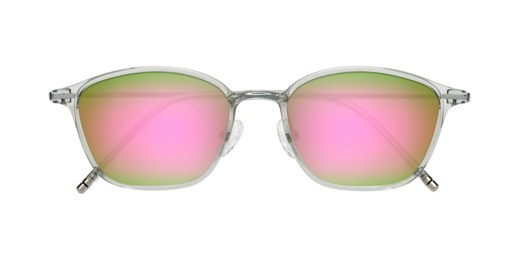Folded Front of Cato in Light Gray with Pink Mirrored Lenses