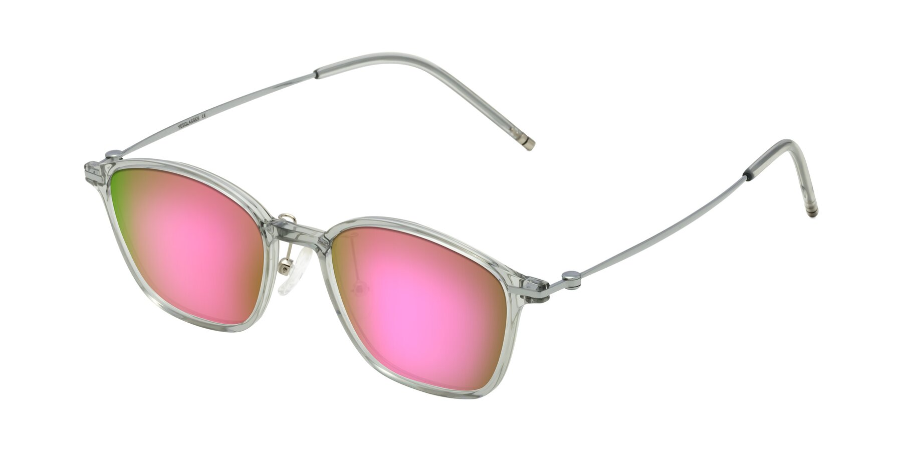 Angle of Cato in Light Gray with Pink Mirrored Lenses