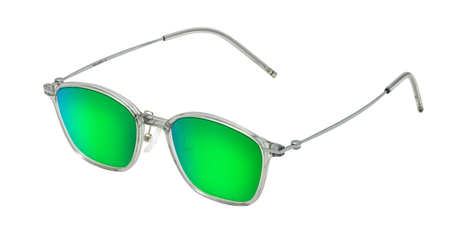 Angle of Cato in Light Gray with Green Mirrored Lenses