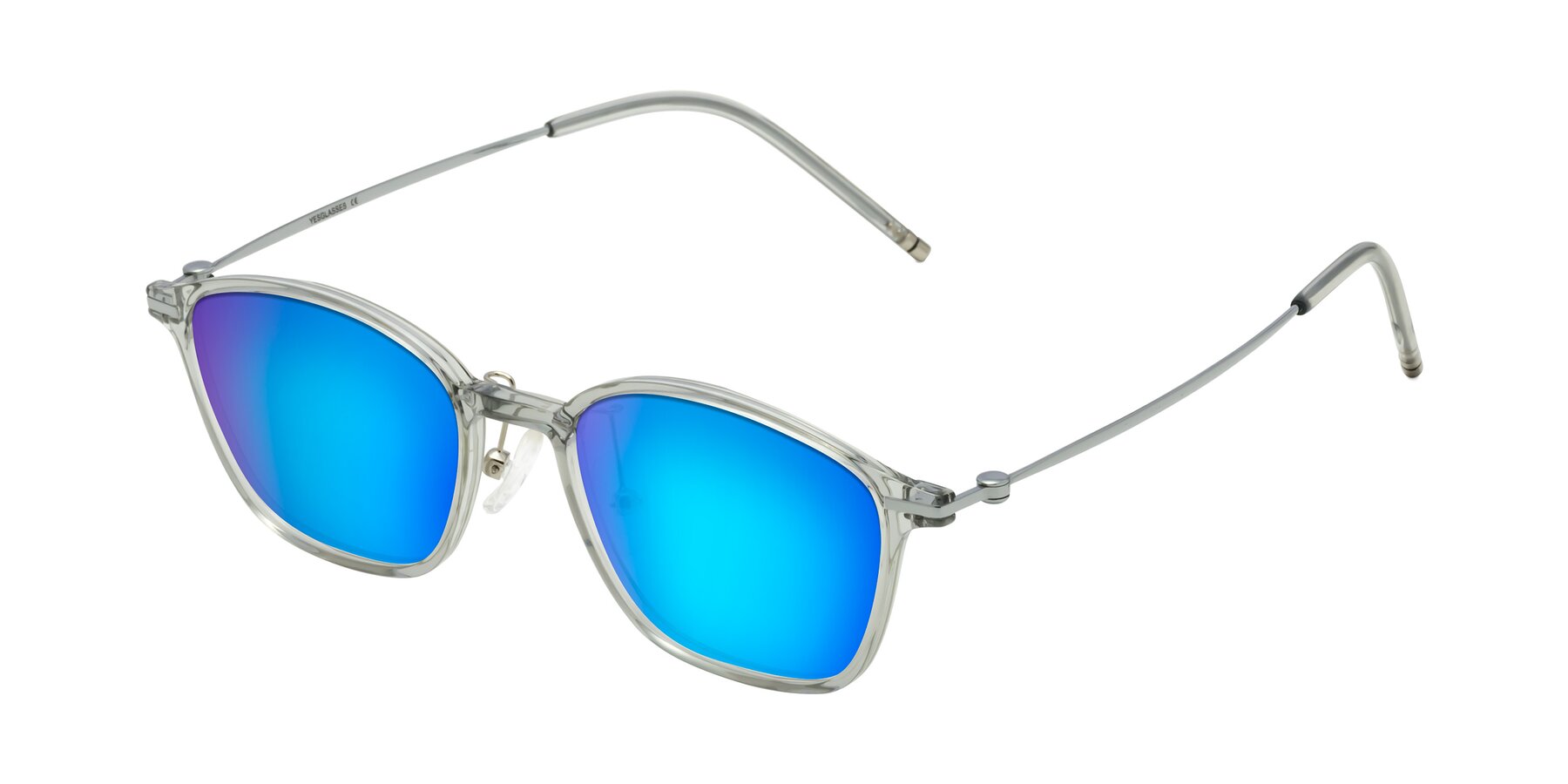 Angle of Cato in Light Gray with Blue Mirrored Lenses